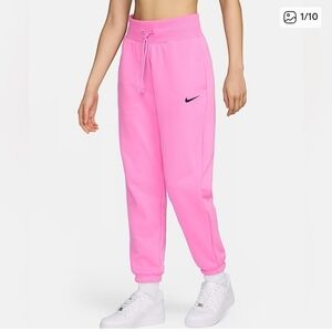 Nike Phoenix High Waist Sweatpants In Playful Pink And Black